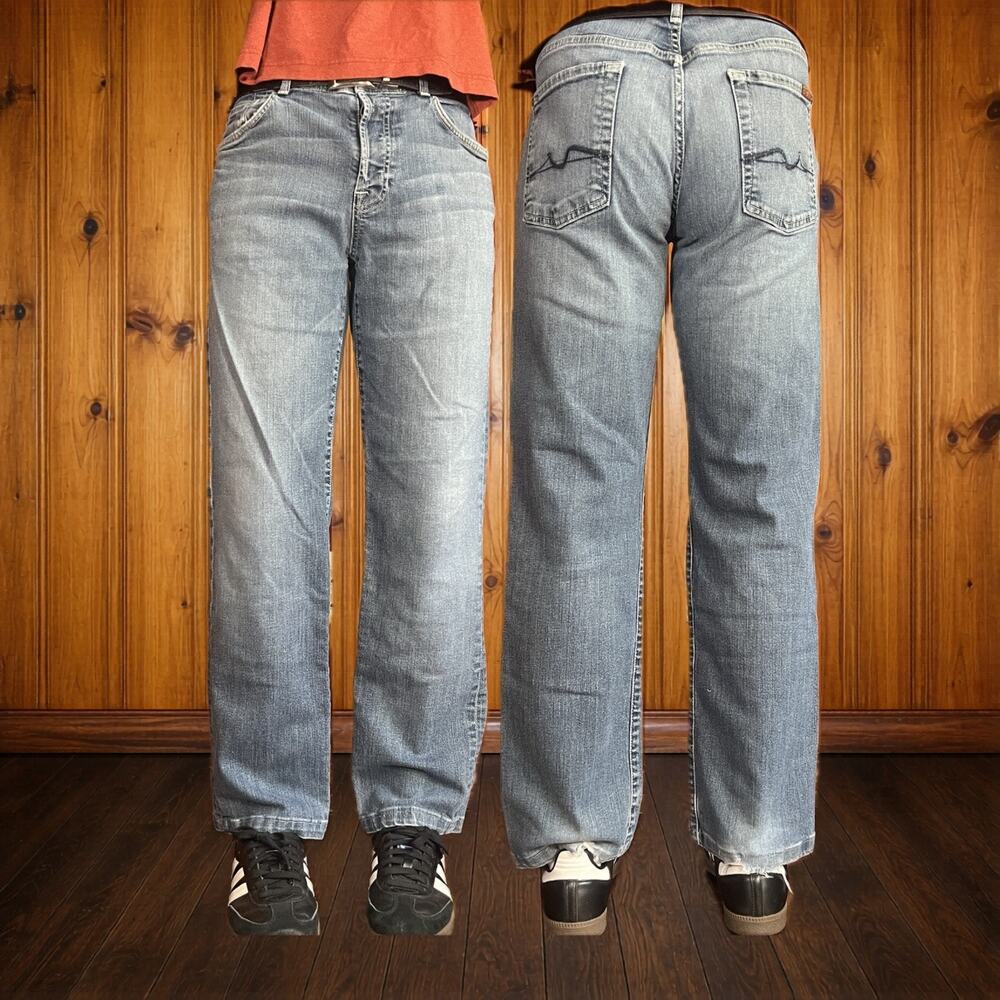 7 For All Mankind 34x29 Y2K Jeans Blue Straight